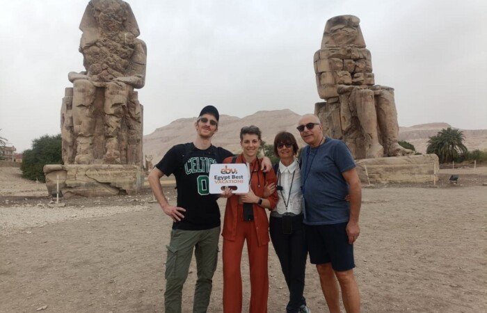 Egypt Best Vacations guests at the Colossi of Memnon in Luxor